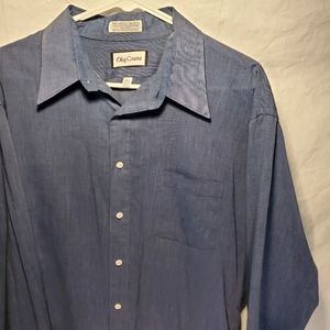Oleg Cassini Single Needle Blue Button Down Dress Shirt Mens sz. Tall 17.5 37/37